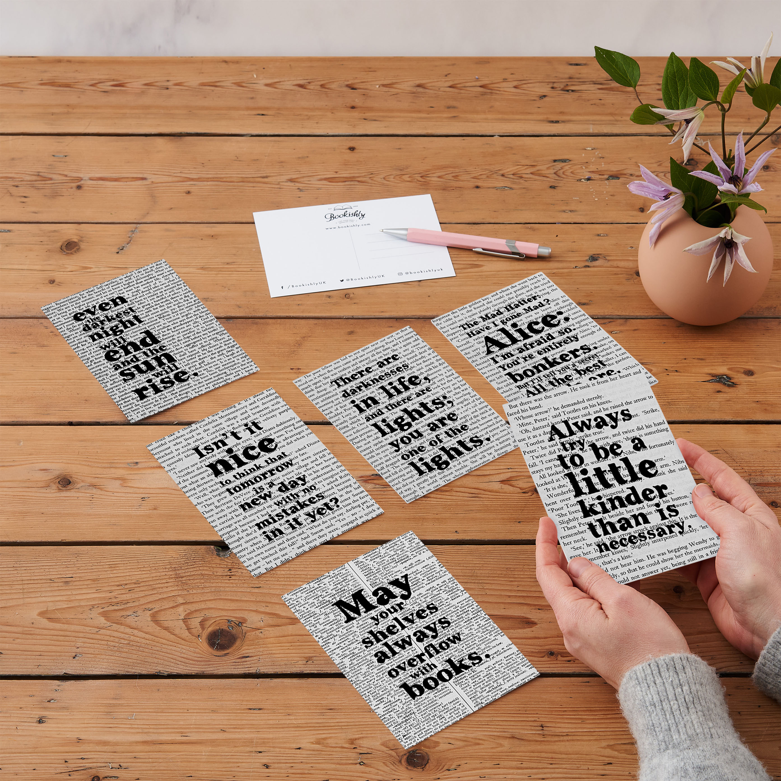 Set of 12 Book Page Print Postcards. Book lover postcards. Bookish Gifts. Pen pal. Snail mail. Sending a postcard. Love letters. Booktok. Bookstagram. Postcards for bookworms, bibliophiles, readers. Booktok lovers. Famous literary quotes. Booktok Bookstagram.
