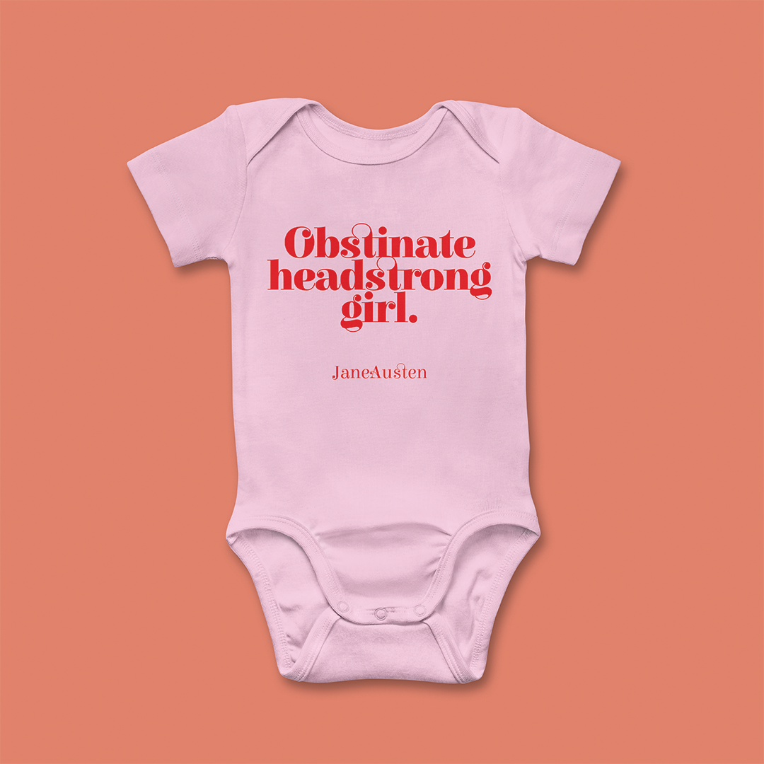 Jane Austen 'Obstinate Headstrong Girl' Babygrow