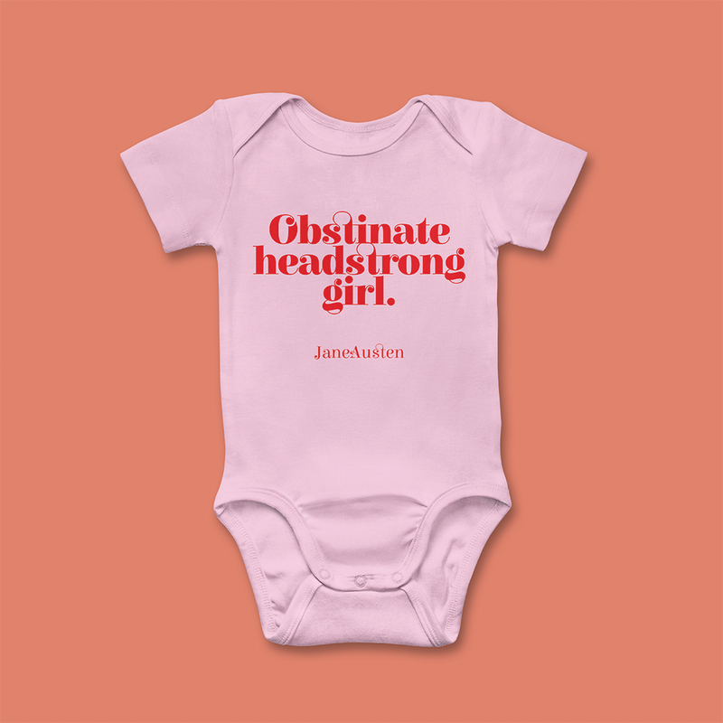 Jane Austen 'Obstinate Headstrong Girl' Babygrow