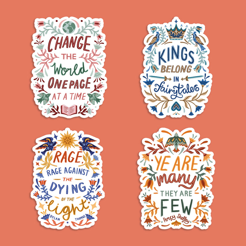 Change the World One Page at a Time Vinyl Sticker