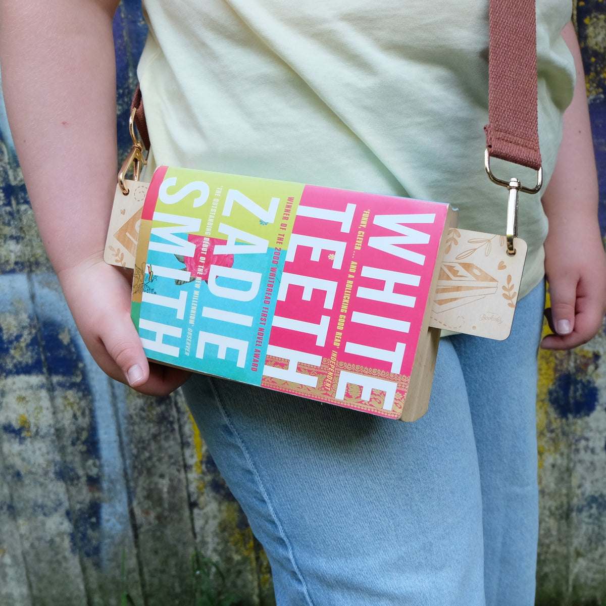 Bookmark Purse Book Carrier | Wooden Crossbody Book Strap