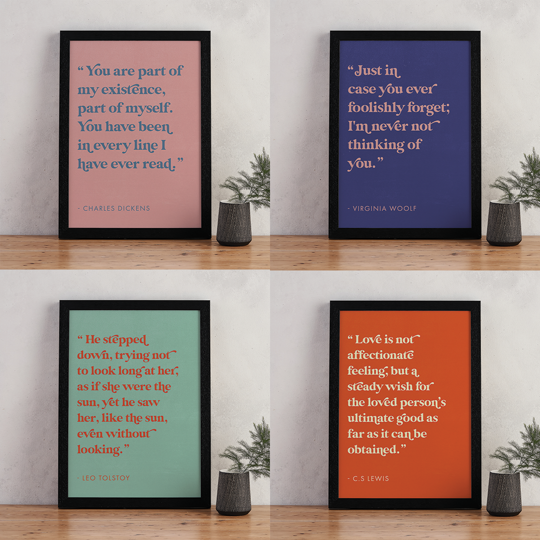 Romantic Quote Art “Never not thinking of you” by Virginia Woolf