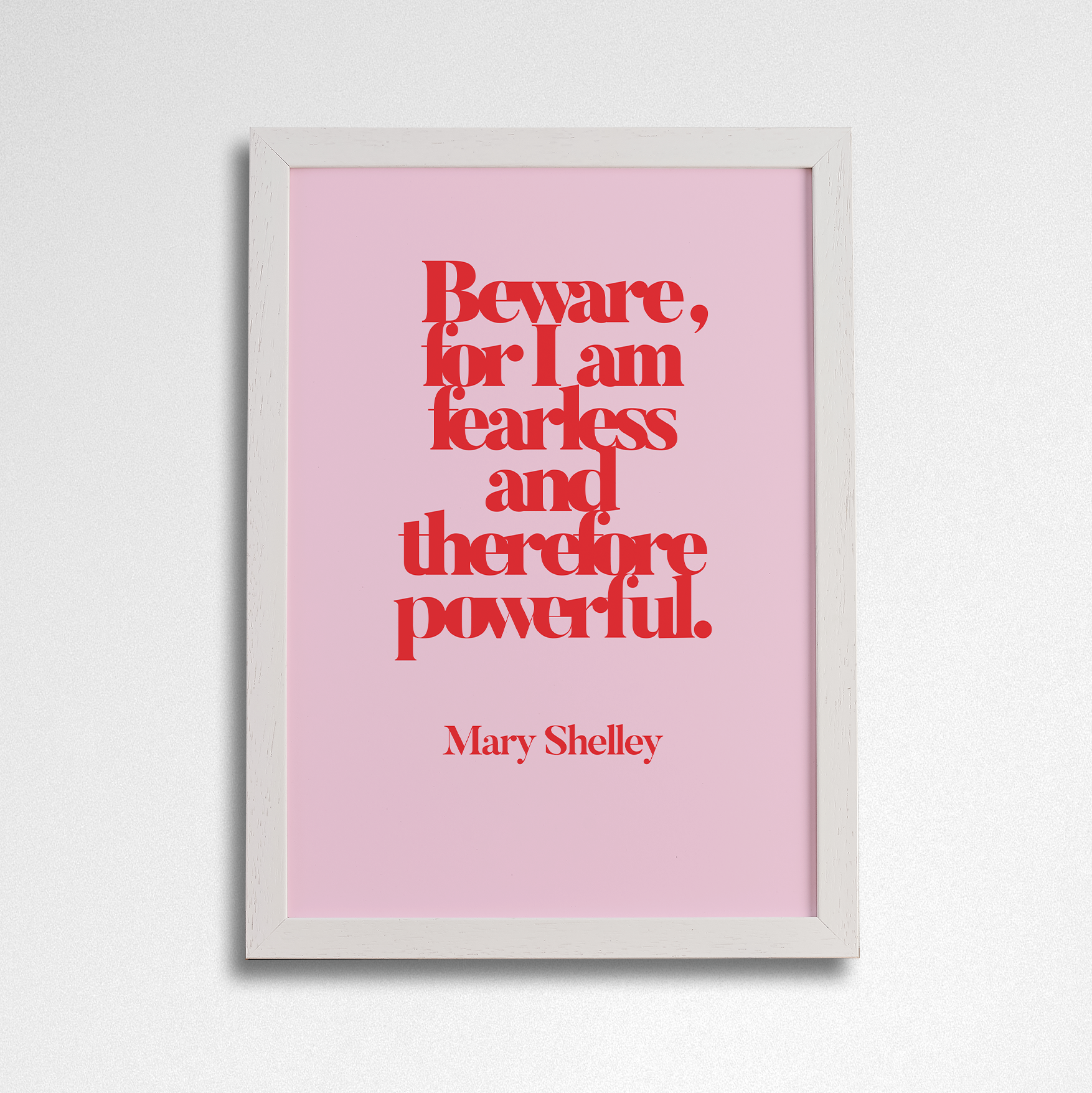 Inspirational “I Am Fearless” Quote Red Over Pink Art Poster