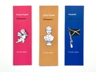 Set of three funny Shakespeare bookmarks featuring Romeo and Juliet, Julius Caesar and Macbeth one star review designs