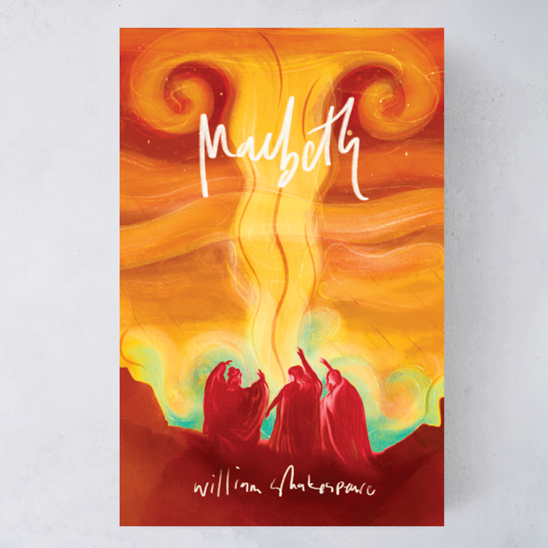 Flatlay of Macbeth by William Shakespeare with exclusive Bookishly dust jacket

