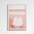 Art print of people reading in book scenes. Inspired by booktok and bookstagram. Perfect for book lovers, bookworms, reader and bibliophiles. Reading at the beach. Bookishly. Bookshelf decor. Cosy Home living. White Frame.