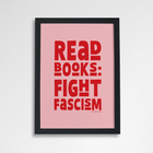 read books fight fascism art print book lover wall art typography poster
