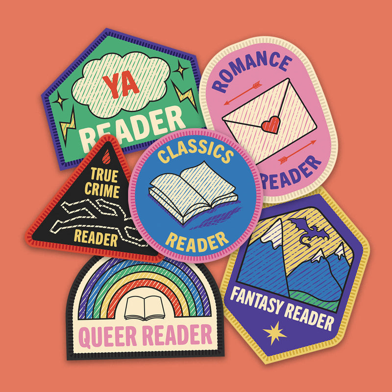 Queer Reader Sticker – Rainbow Bookish Merit Patch Design