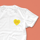 Slow Burn T-shirt with small yellow heart and hand-lettered red text, perfect for fans of slow burn romance and bookish gifts