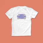 Main Character Energy T-shirt with purple and yellow hand-drawn text and sparkles, perfect for book lovers with big story vibes
