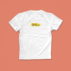 Mood Reader T-shirt with colourful retro-style mood ring illustration and playful bookish slogan on a white shirt