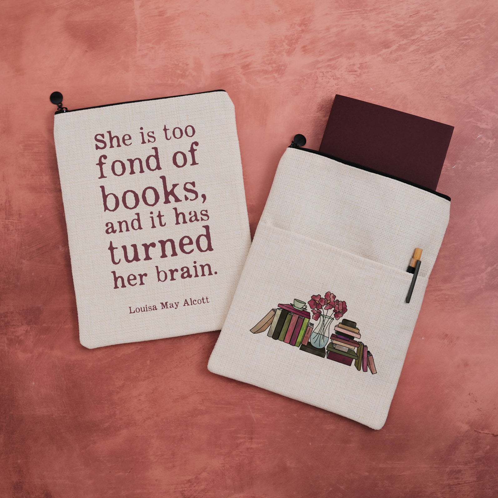 Louisa May Alcott Quote Book Sleeve | Classic Literature Reader Gift