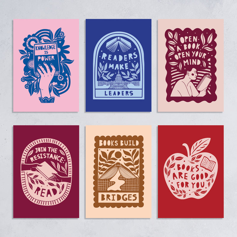 Literary Activist Collection. Cards and Postcards for book lovers, bookworms, bibliophiles, readers. Booktok lovers. The power of reading. The benefits of reading. Fighting for rights. Booktok and Bookstagram lovers. The joy of reading.