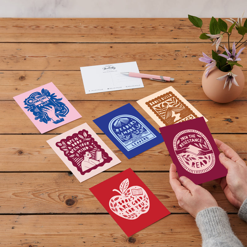Literary Activist Collection. Cards and Postcards for book lovers, bookworms, bibliophiles, readers. Booktok lovers. The power of reading. The benefits of reading. Fighting for rights. Booktok and Bookstagram lovers. The joy of reading.