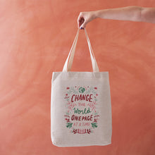Change the World One Page at a Time Heavyweight Tote Bag