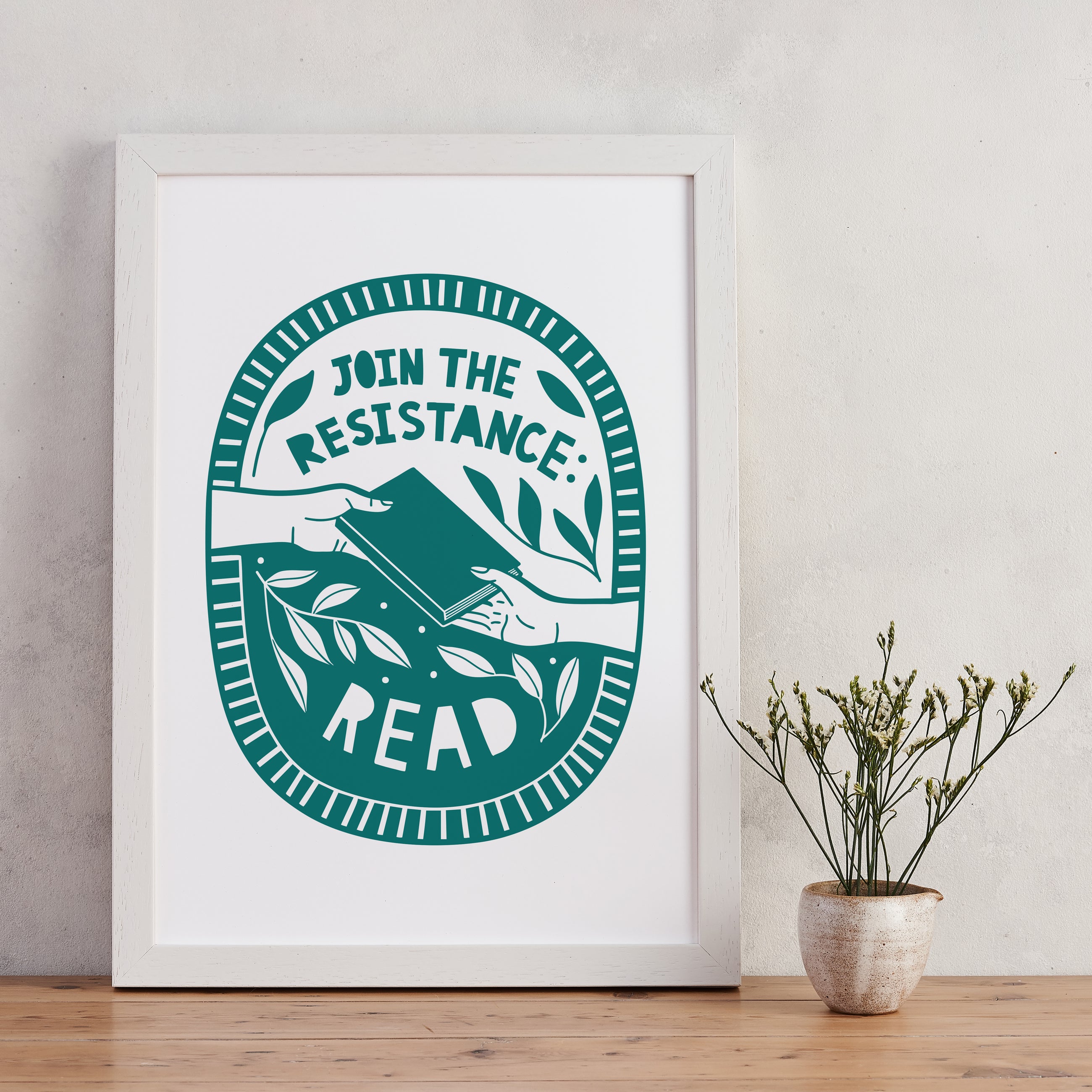 Join the resistance, read. Literary activist wall art. Bookish prints for readers. Gift for readers, book lovers, bookworms, bibliophiles. Prints by Bookishly. The Power of reading. The joy of books. Educational art.