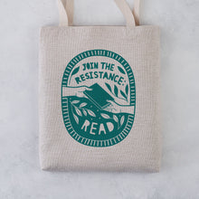 Join the resistance. Read. Literary Activist tote bag. Bookish graphic, Gifts for book lovers, bookworms, readers and bibliophiles. Bookish tote bag. High quality tote bag. Booktok. Bookstagram. Novel inspired accessories. Bookishly. Book bag.