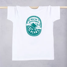Join the resistance. Protesting. Human Rights. Literary Activist t-shirt. Clothing for book lover, bookworms, readers and bibliophiles. Educational clothing. Power of reading. Bookishly.