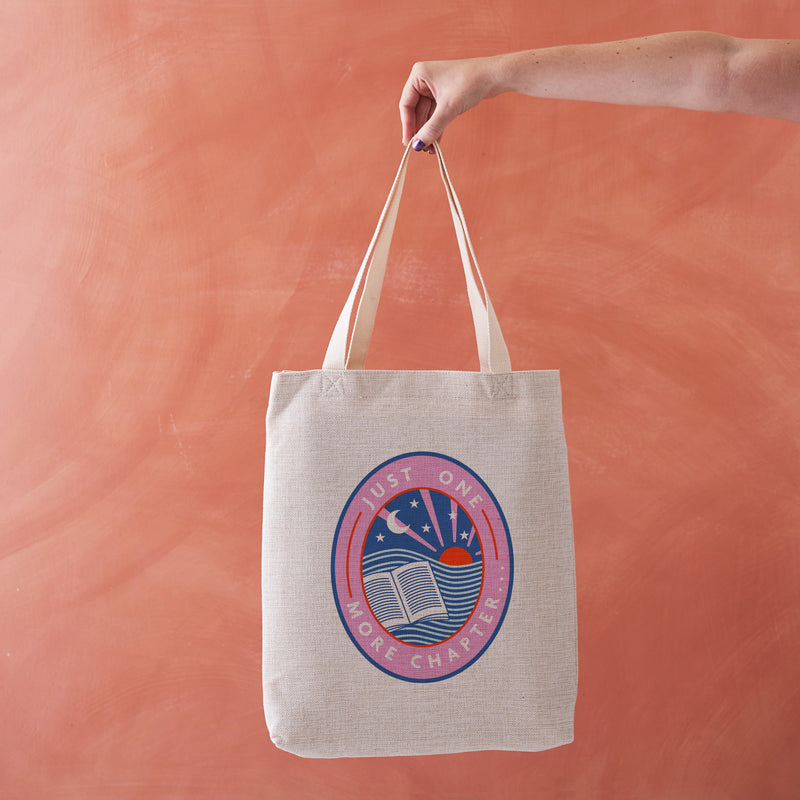 Just one more chapter. Bookishly tote bag. Inspired by Booktok and Bookstagram. The bookish era edit. Perfect for book lovers, bookworms, readers and bibliophiles.