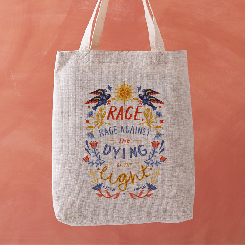 Rage Against the Dying of the Light Dylan Thomas Heavyweight Tote Bag