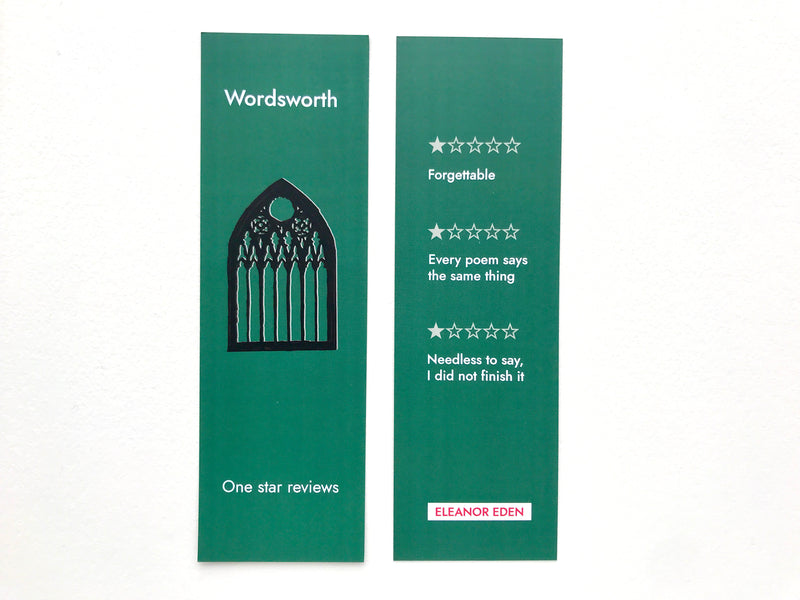 Funny Wordsworth poetry bookmark with one star review joke

