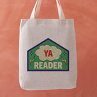 Image Alt Text
YA Reader tote bag featuring a stitched badge-style design with a lightning bolt on a green background.
