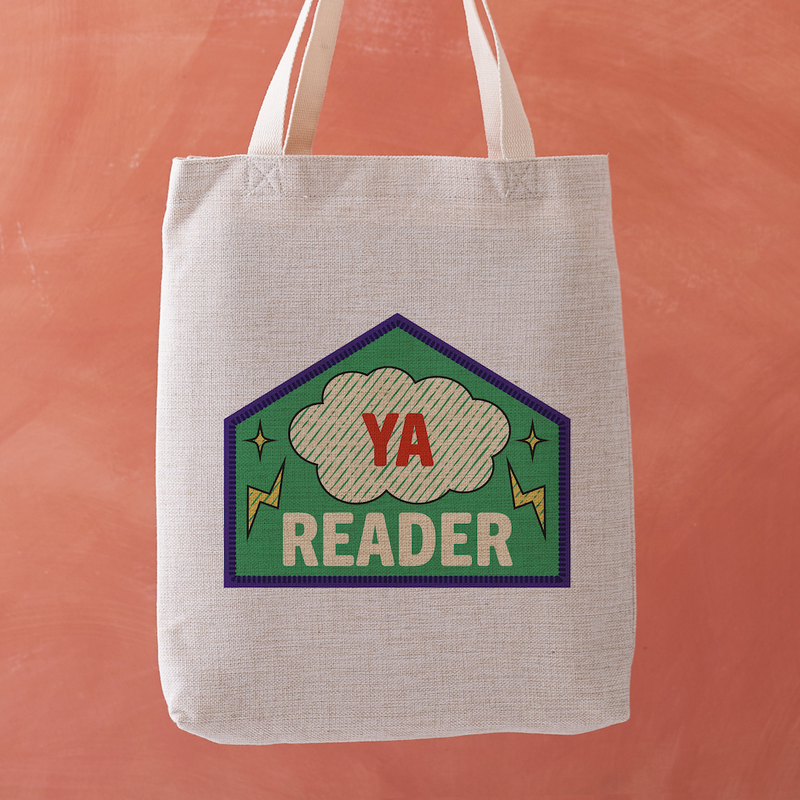 Image Alt Text
YA Reader tote bag featuring a stitched badge-style design with a lightning bolt on a green background.
