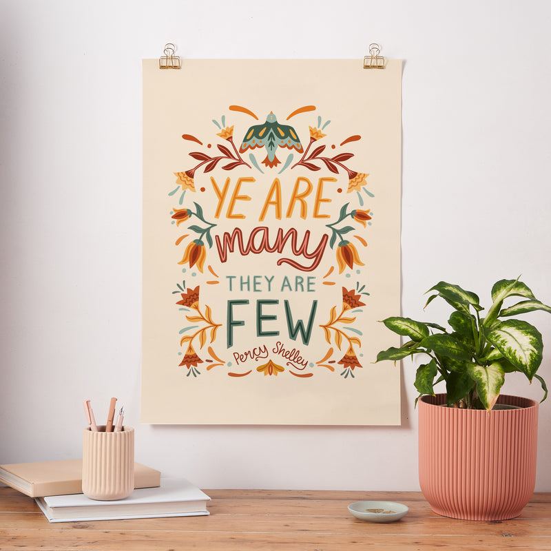 Ye Are Many They Are Few Percy Shelley Folk Art Poster