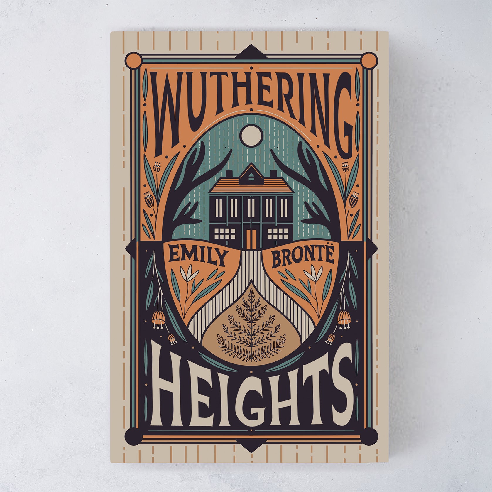 Flatlay of Wuthering Heights by Emily Brontë, Bookishly edition with exclusive illustrated dust jacket