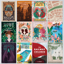 Classic Literature Postcard Set - Wuthering Heights, Down and Out in Paris and London, As You Like It, Dubliners, Hamlet, Northanger Abbey, Sense and Sensibility, Peter Pan, Sherlock Holmes, The Great Gatsby, The Railway Children, The Diary of Nobody. Booktok. Bookstagram. Postcards for bookworms, bibliophiles, readers. Booktok lovers.