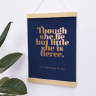 Girl’s Nursery “Though She Be But Little, She Is Fierce” Red Over Pink Art Poster
