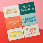 Postcards with a bold retro bookish print. Positive quotes. Encouraging Quotes. Bookish Gifts.