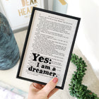 Yes, I Am a Dreamer – Oscar Wilde Quote Book Page Print