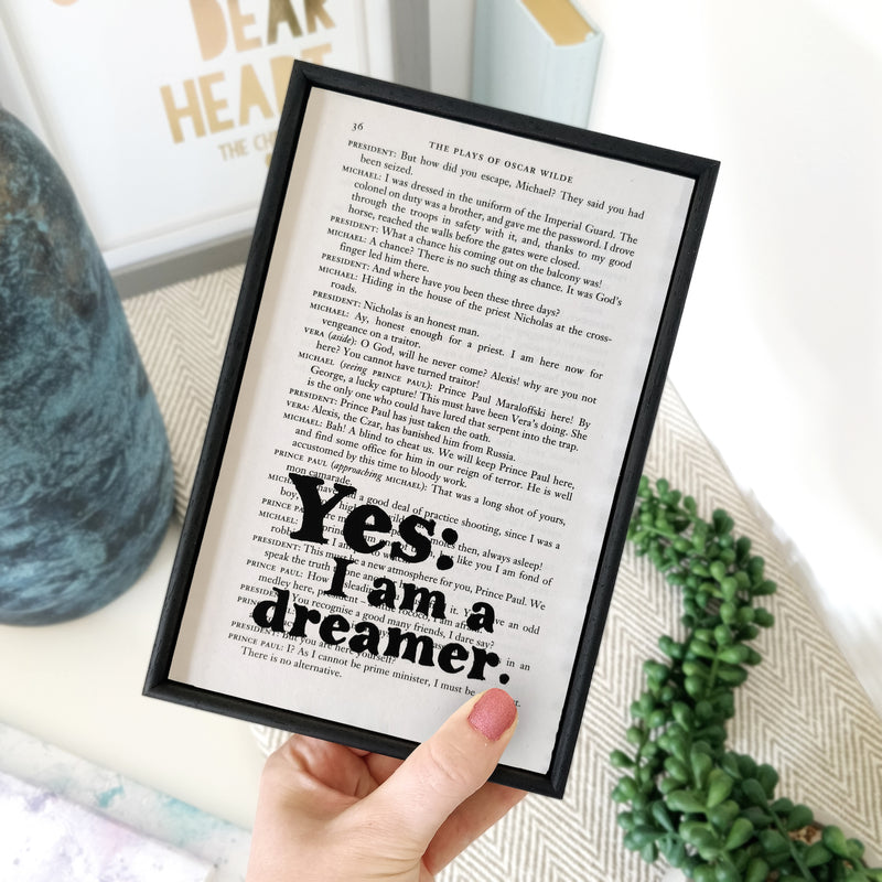 Yes, I Am a Dreamer – Oscar Wilde Quote Book Page Print
