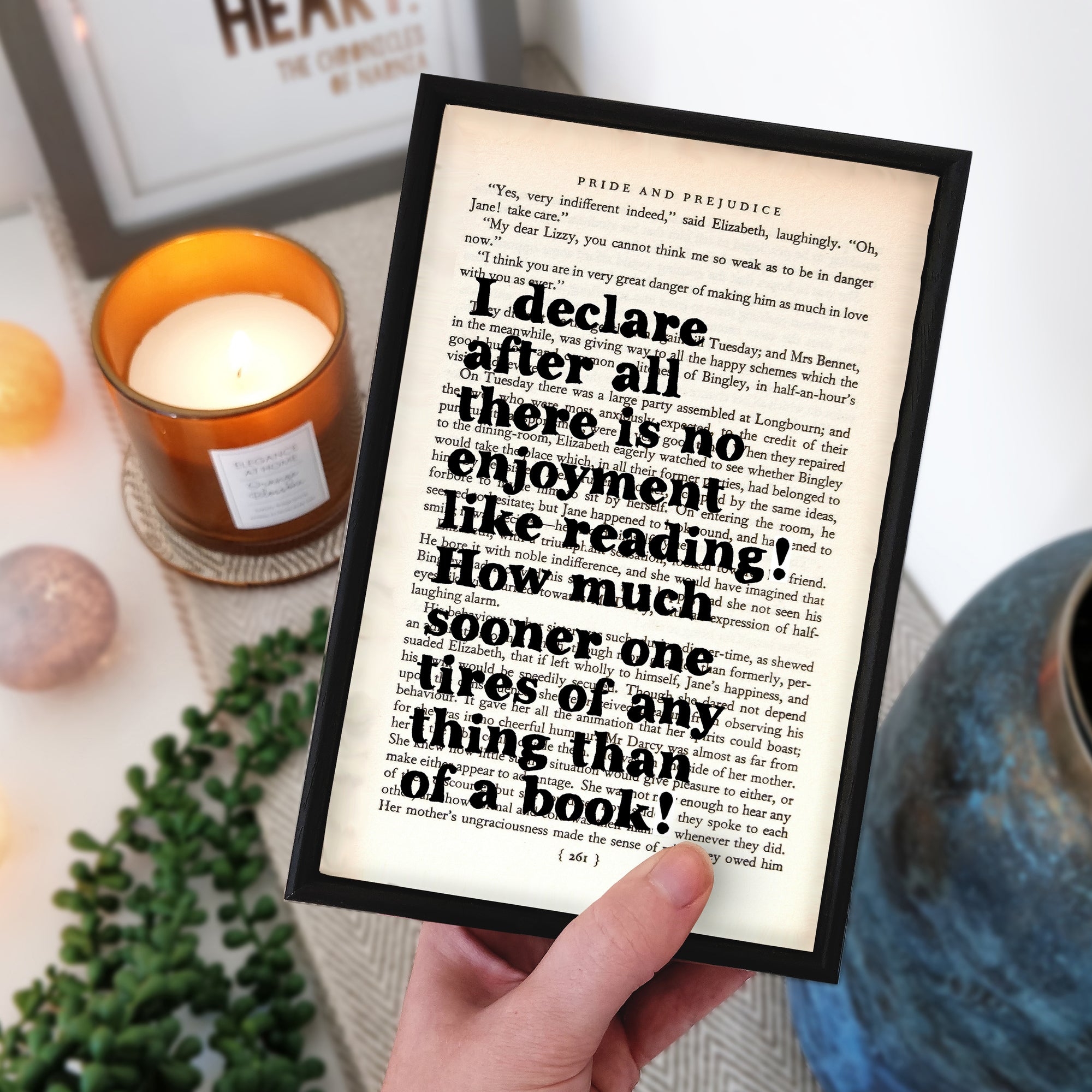 There is no enjoyment like reading. Pride and Prejudice Gift. Jane Austen lover.Home decor for readers. Perfect for book lovers, bookworms, bibliophiles and readers.