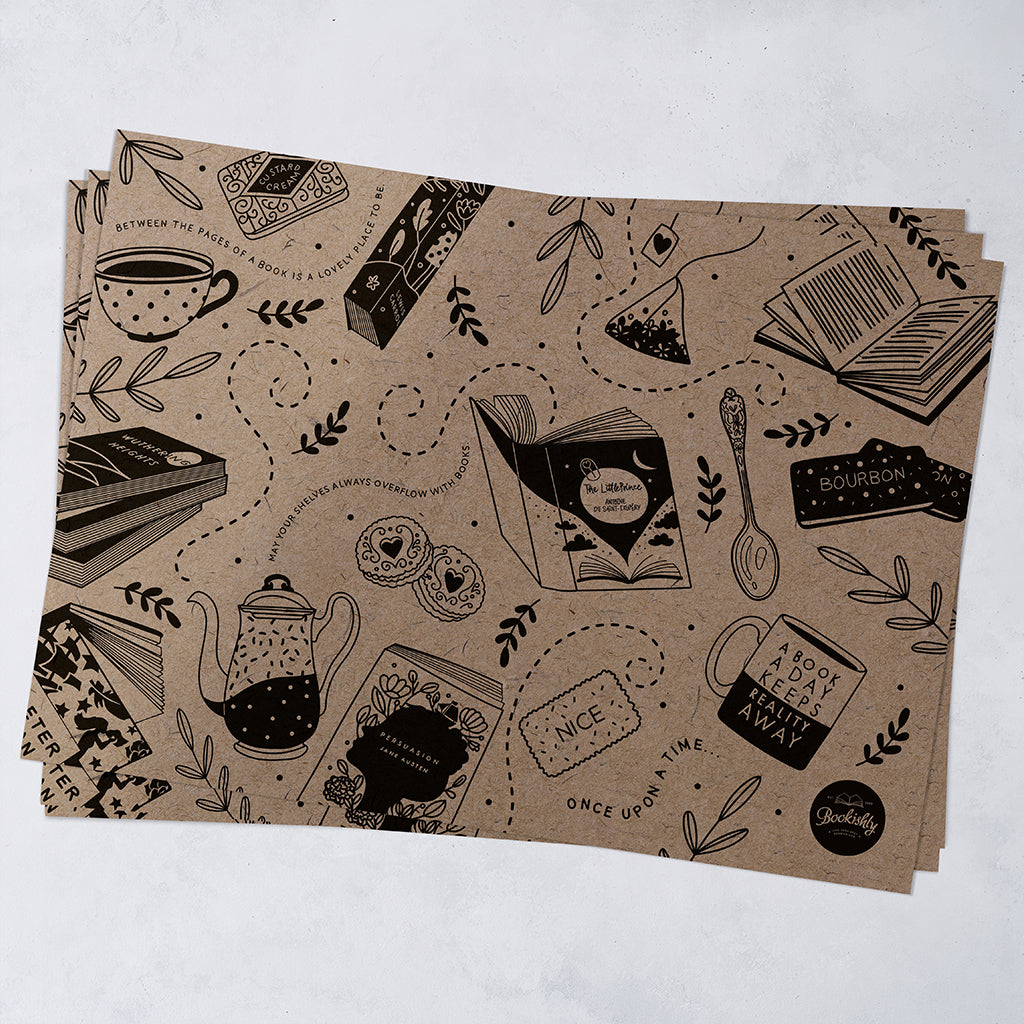 Five Wrapping Paper Sheets - Book Lover's Favourite Things