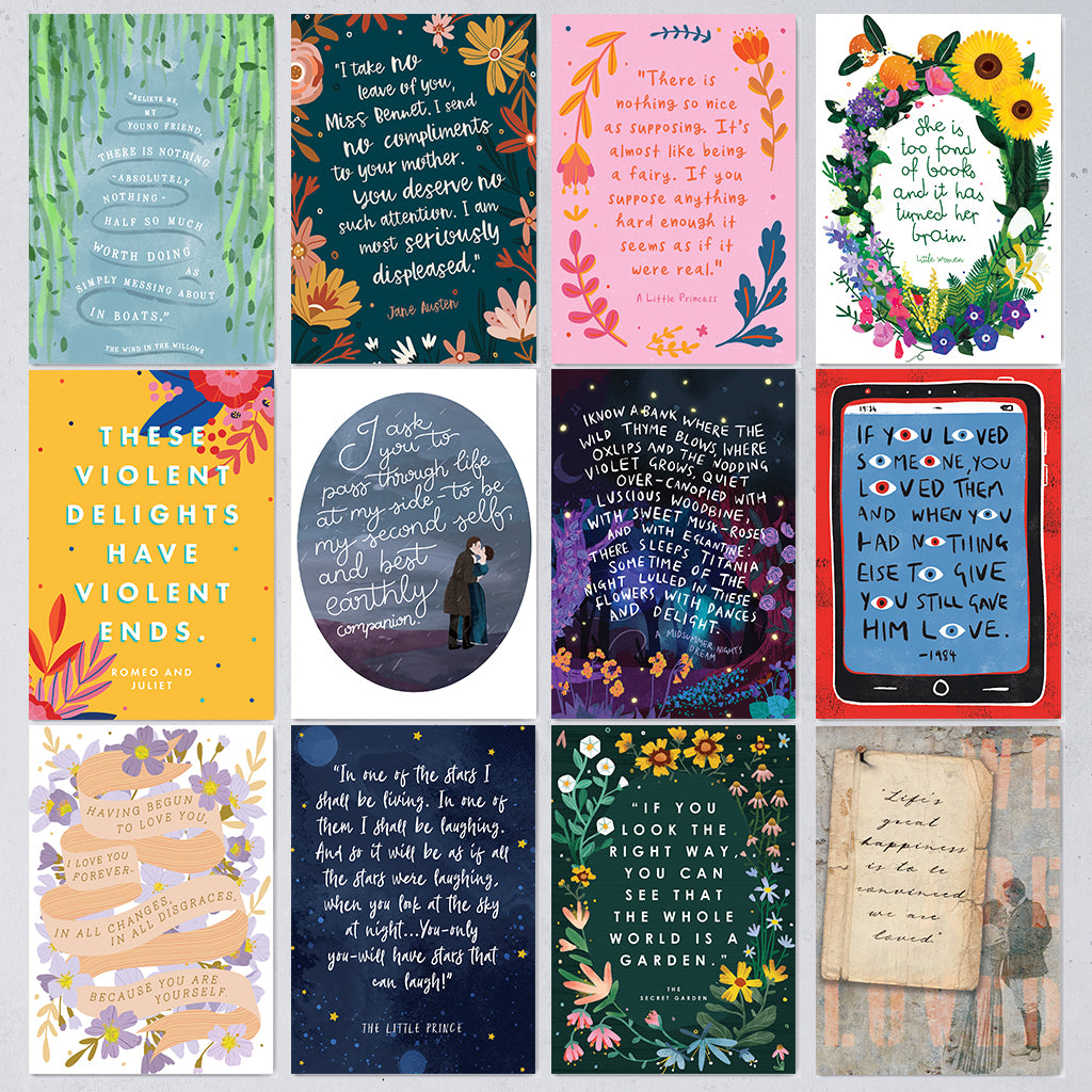 Set of Twelve Classic Book Quote Postcards (2021 Edition)