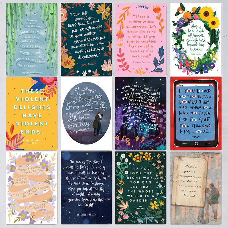 Set of Twelve Classic Book Quote Postcards (2021 Edition)