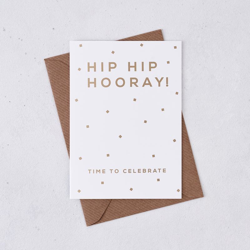 Gold Foil ‘Hip Hip Hooray’ Congratulations Card