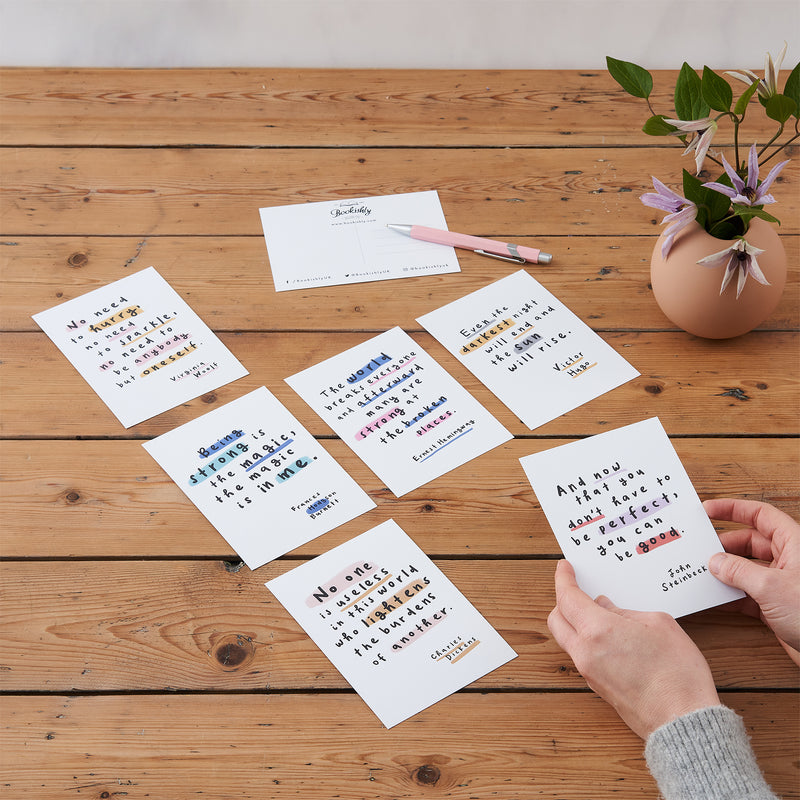 Positive manifestations. Positive thoughts. Booktok. Bookstagram. Postcards for bookworms, bibliophiles, readers. Booktok lovers. Literary Stationery. Happy thoughts. Motivational quotes. Feel good cards. Literary Stationery.