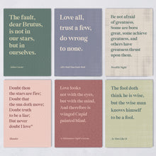 William Shakespeare Postcard Set - Beautiful Book Quote Postcards - Pack of Six