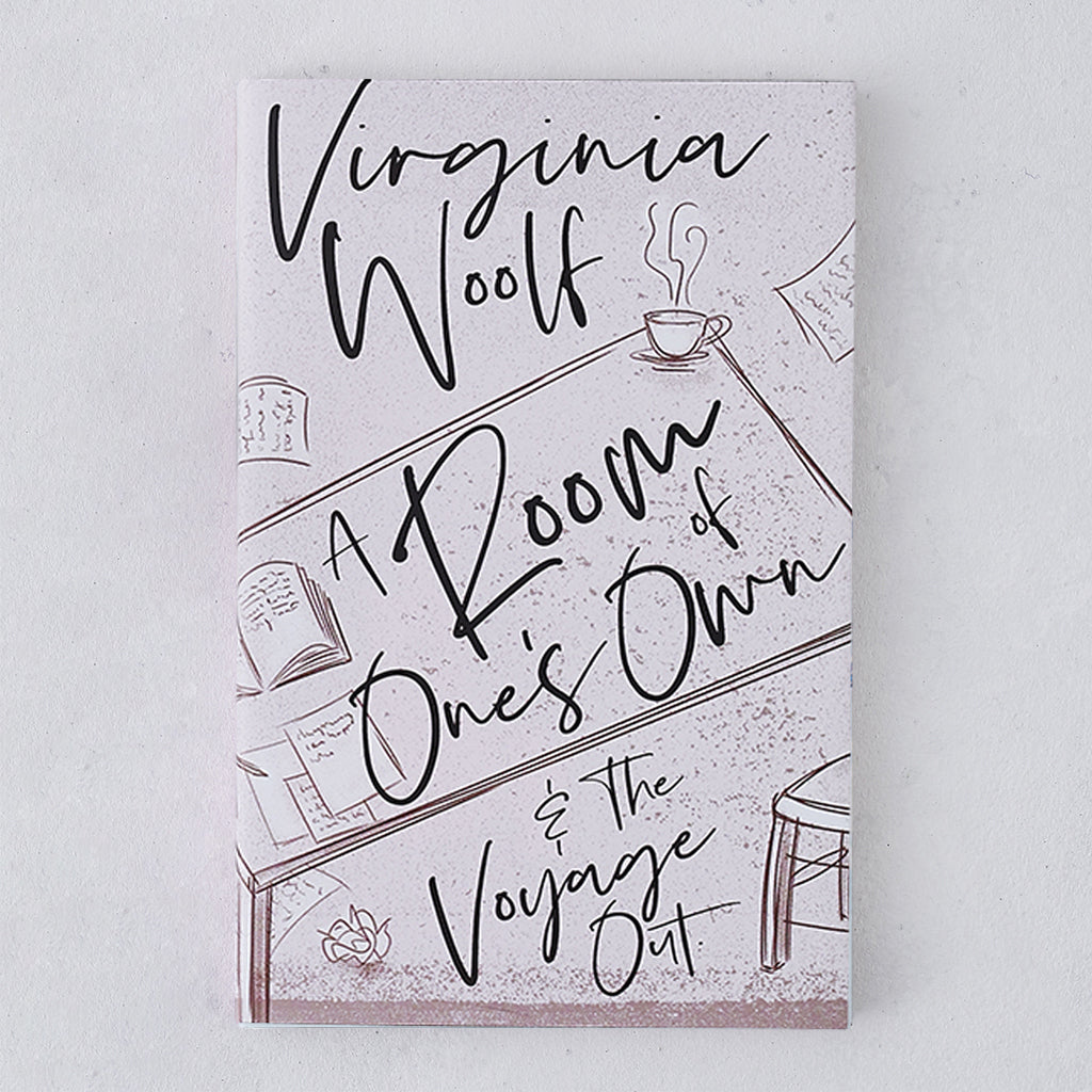 Flatlay of A Room of One’s Own by Virginia Woolf, Bookishly edition with exclusive illustrated dust jacket