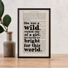 Wuthering Heights Quotes “She Burned Too Bright...” Framed Book Page Print